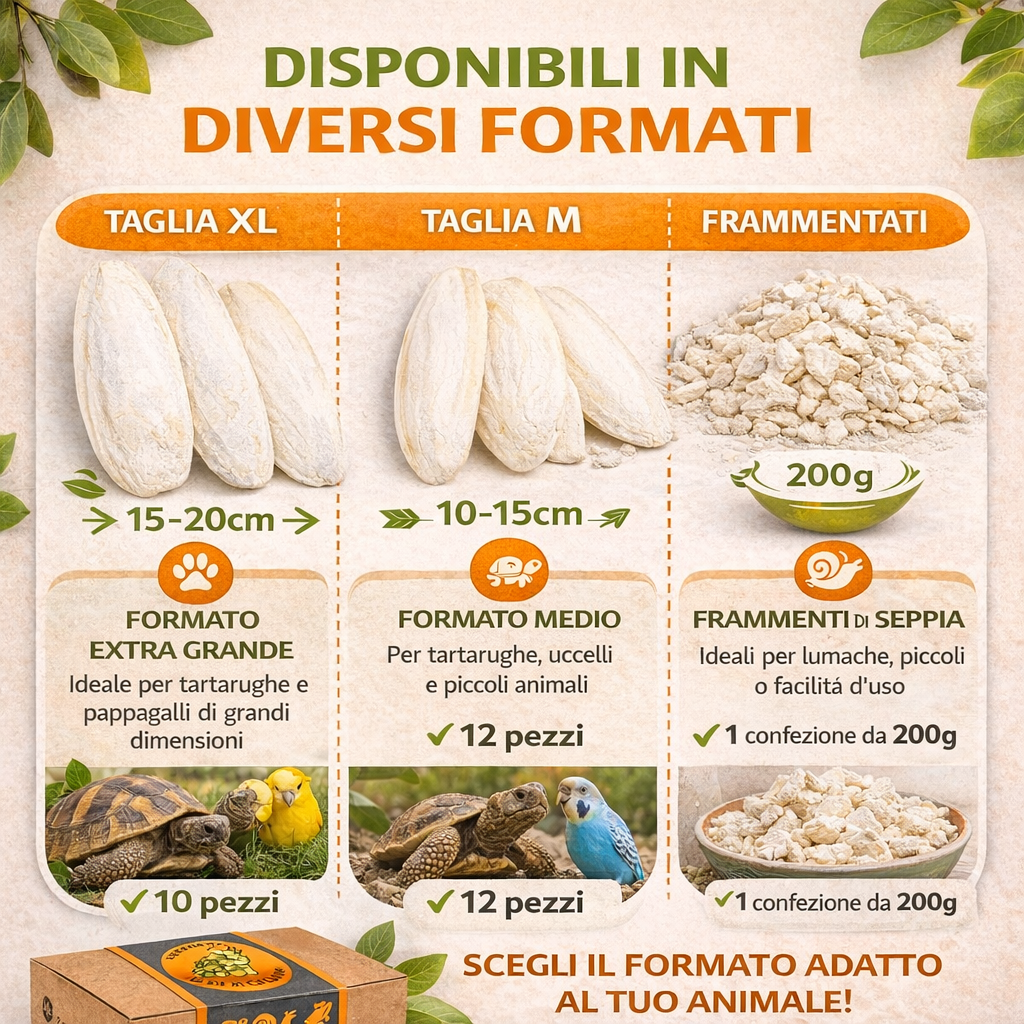 Ossi di seppia - fonte di calcio per tartarughe di terra, uccelli, lumache